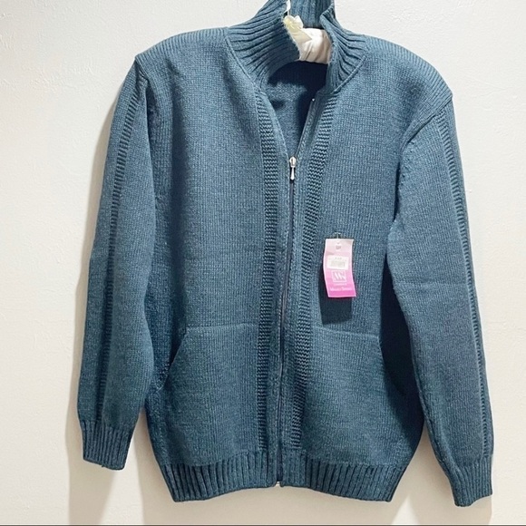 MAURO SERGIO ARGENTINA Men’s Blue Zip Front Chunky Zip Front Cardigan. Size XL - Picture 1 of 10